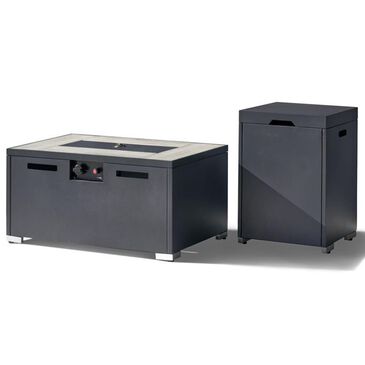 RST Brands Sego Lily 32" x 20" Fire Table with Propane Tank Storage Unit in Black, , large