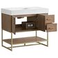 37B Mauri 36" Single Bathroom Vanity with Metal Base in Walnut Drift with High-Profile 4" White Composite Stone Top, , large