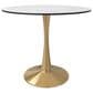 Leisuremod Leisuremod Bristol 35 round dining table Gold base with White Sintered stone Top, , large