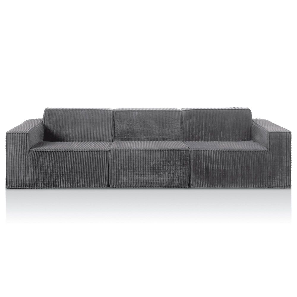 Furniture of America Facil 3-Piece Modular Track Arm Sofa in Dark Gray, , large