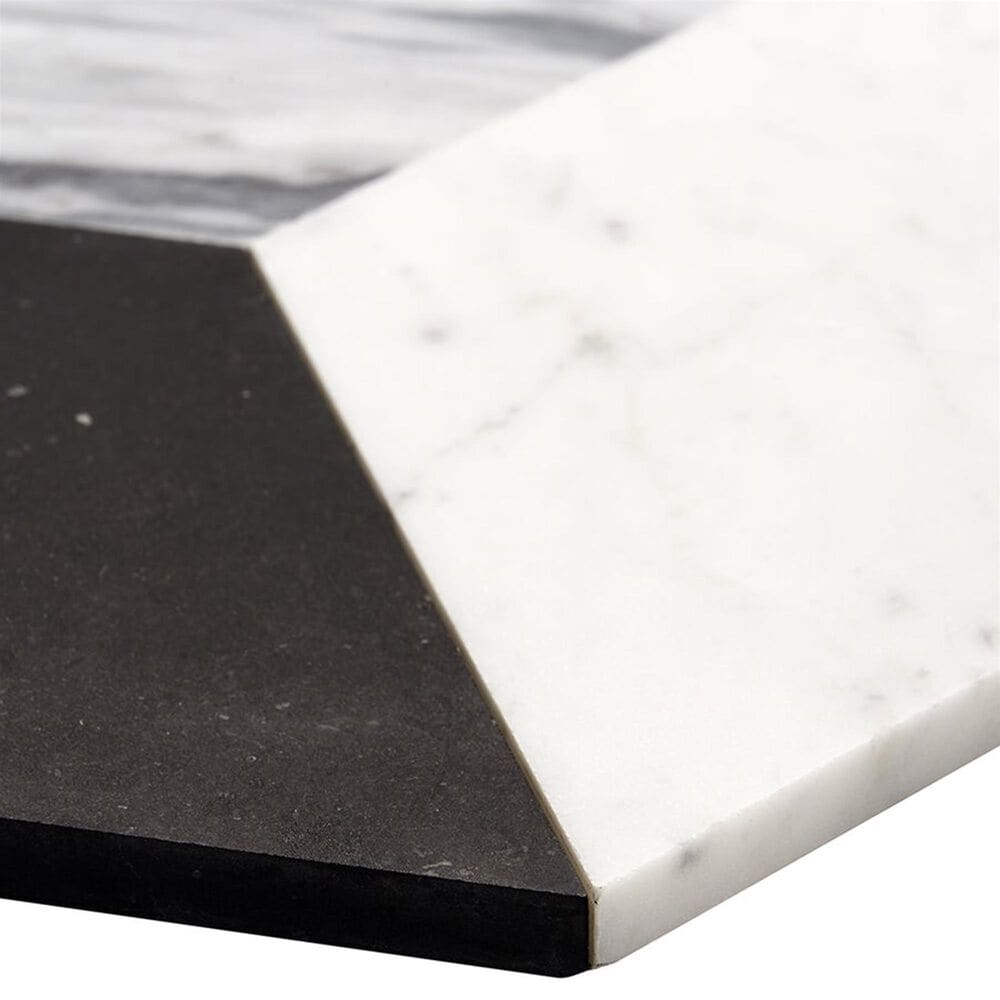 Soho Studio Pari Grigio Nero Carrara and Bardiglio 8" x 9.21" Marble Mosaic Sheet, , large