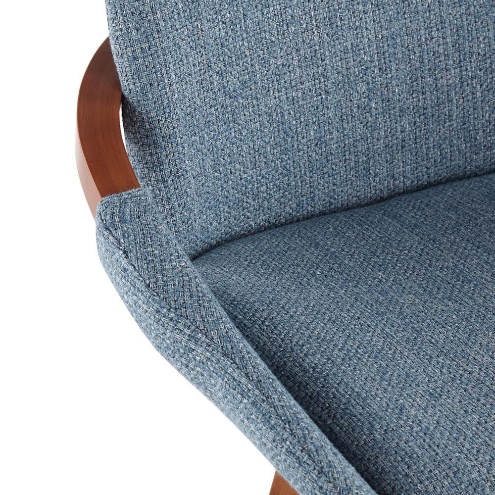 Lumisource Cosmo Swivel Counter Stool with Blue Noise Cushion in Walnut and Black, , large