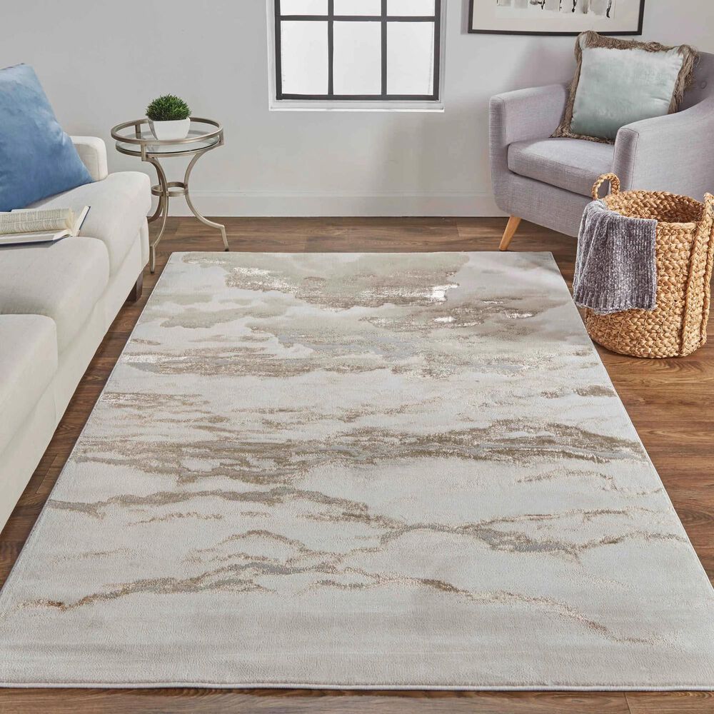 Feizy Aura 3727F 8&#39; x 10&#39; Beige and Gold Area Rug, , large