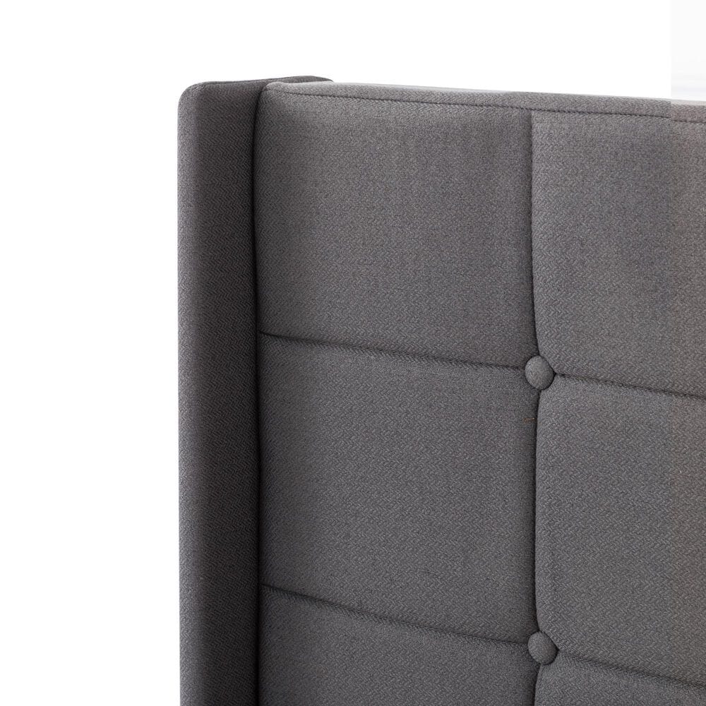 HOMLUX Full Upholstered Platform Bed Frame with Tufted Headboard in Dark Gray, , large