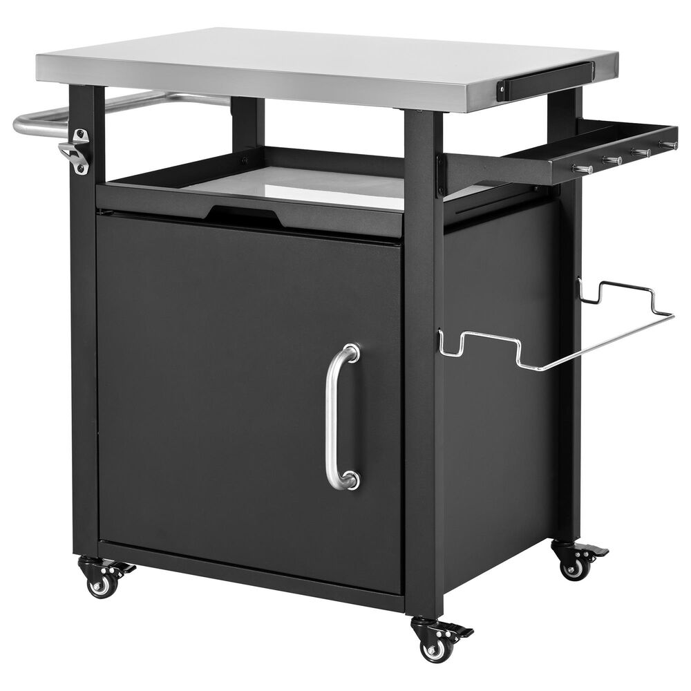 HOMLUX 39.5" Outdoor Kitchen Island in Black and Stainless Steel, , large