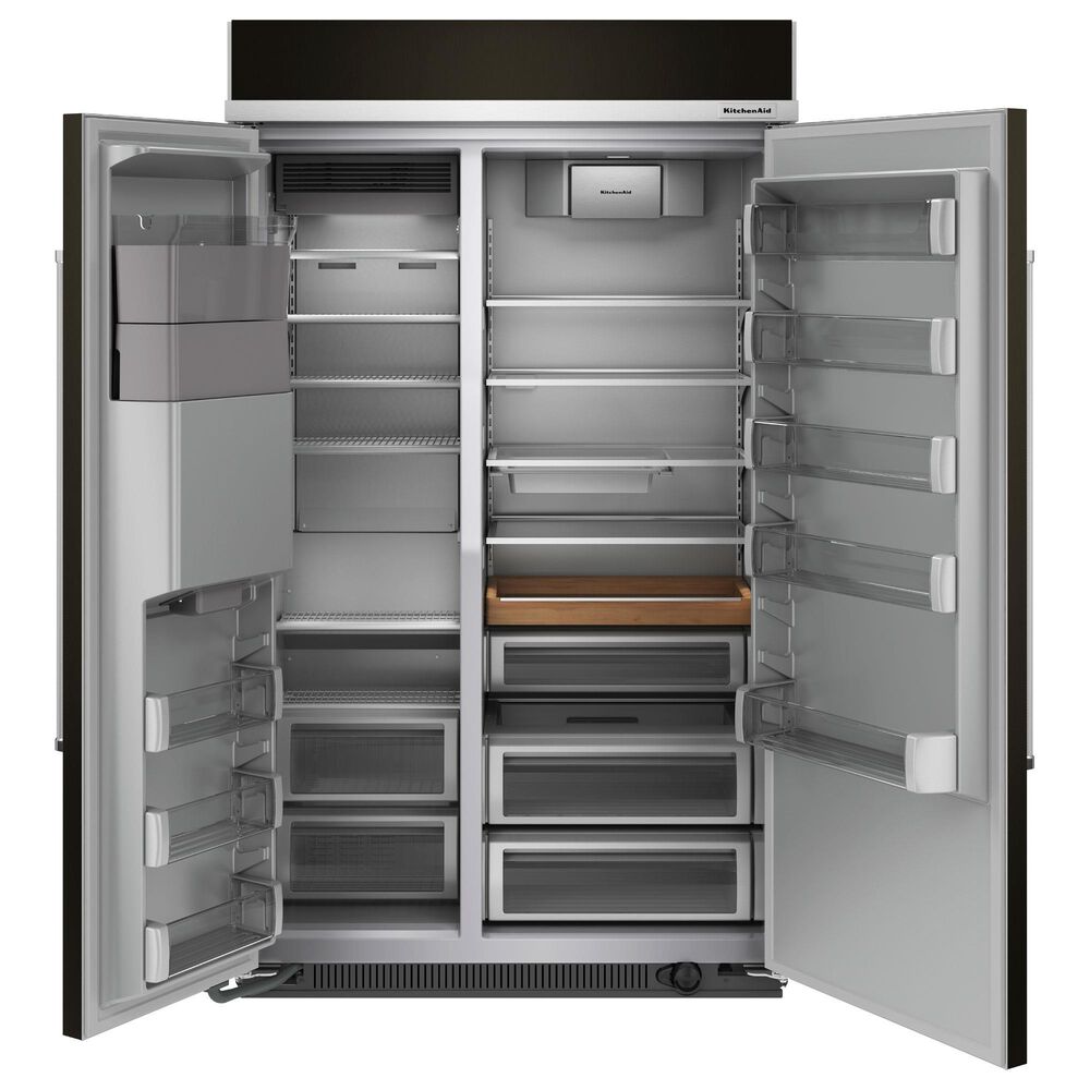 KitchenAid 29.4 Cu. Ft. Built-In Side by Side Refrigerator in Black Stainless Steel, , large
