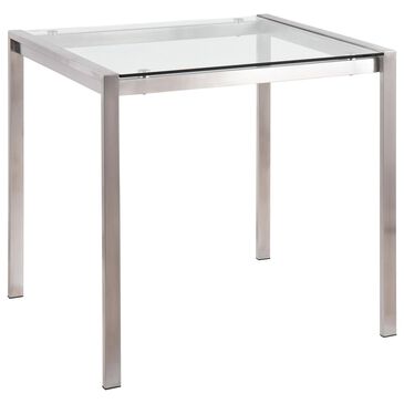 Lumisource Fuji Dining Table in Clear/Brushed Stainless Steel, , large