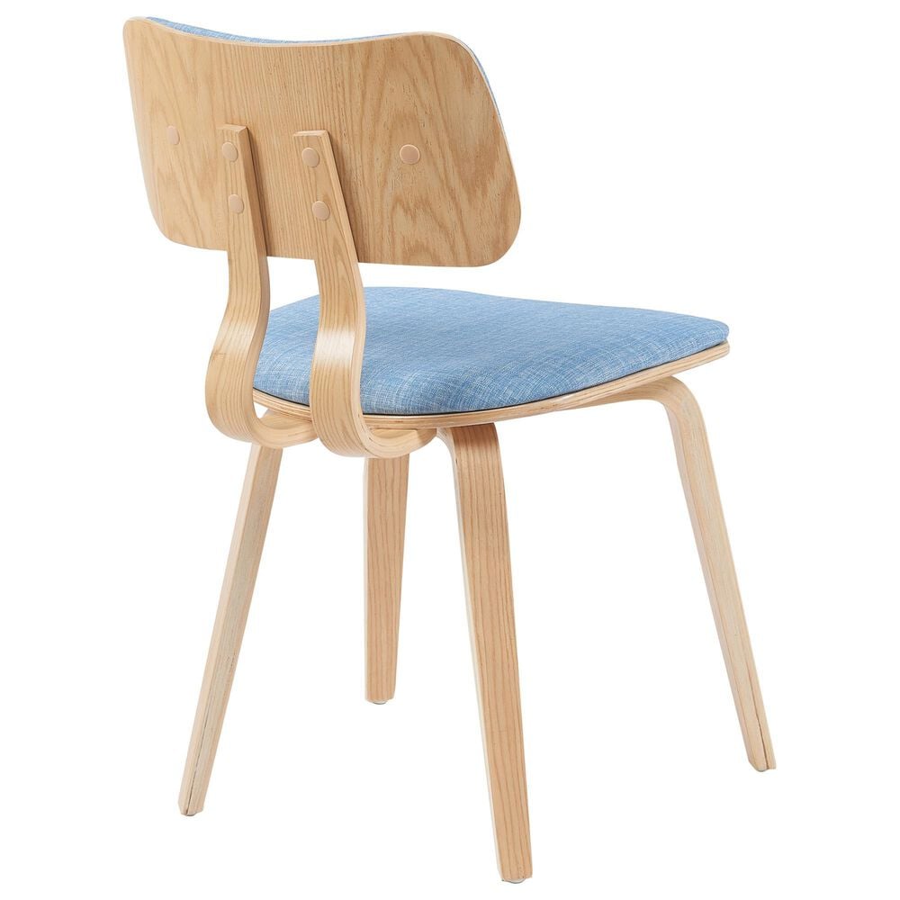 Armen Living Jaguar Side Chair with Light Blue Upholstery in Oak, , large