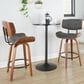LumiSource Lombardi 26" Swivel Counter Stool with Grey Faux Leather Upholstery in Walnut and Black (Set of 2), , large