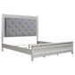 Belle Furnishings Reflections King Upholstered Bed with Two Nightstands in Pearl White and Rhinestone, , large