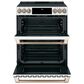 Cafe 30" Slide-In Front Control Induction and Convection Double Oven Range in Matte White  With Brushed Bronze Handles and Control Knobs, , large