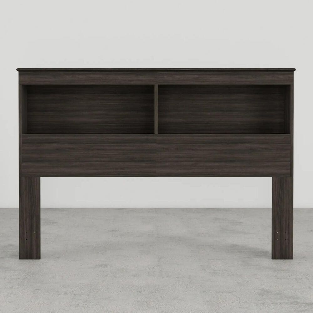 Lemoore Essential Full/Queen Bookcase Headboard in Grey Walnut, , large