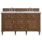 James Martin Vanities Lorelai 60" Double Vanity in Mid-Century Walnut with 3 cm Eternal Jasmine Pearl Quartz Top, , large