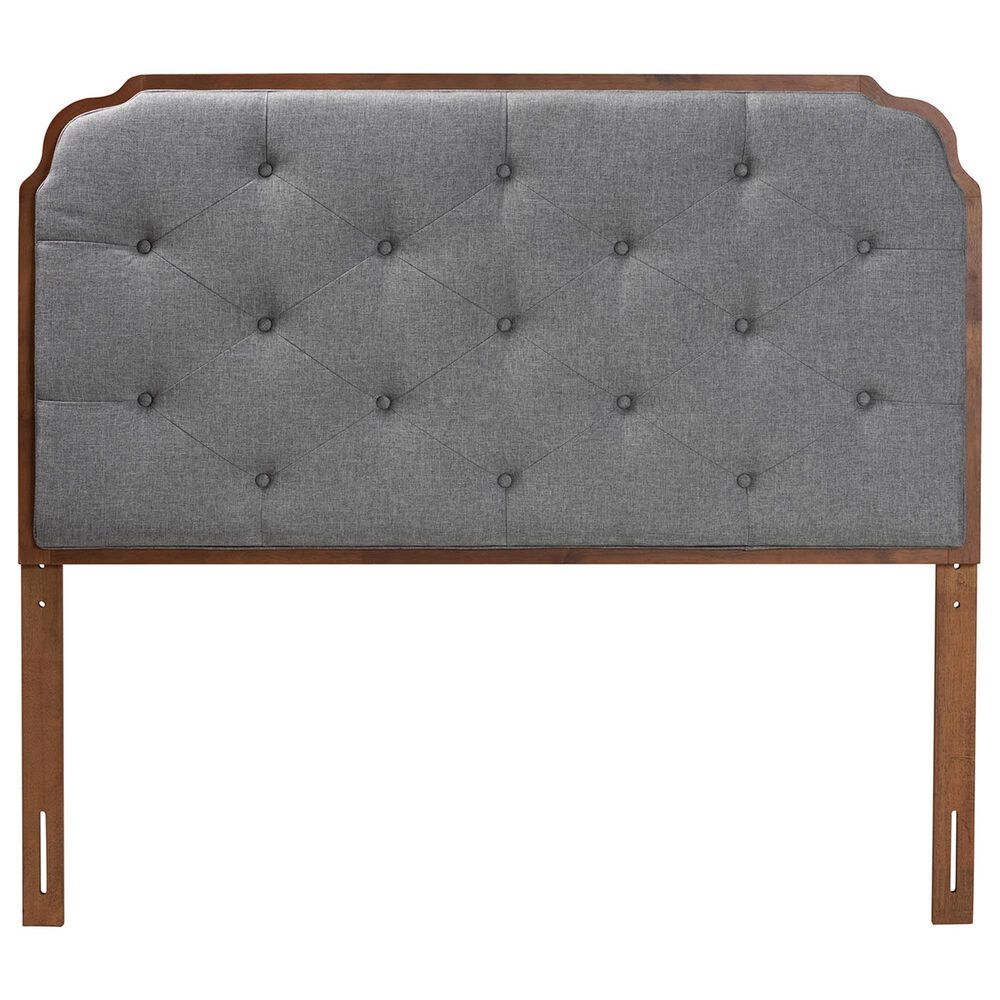 Baxton Studio Shanti King Panel Headboard in Walnut Brown, , large
