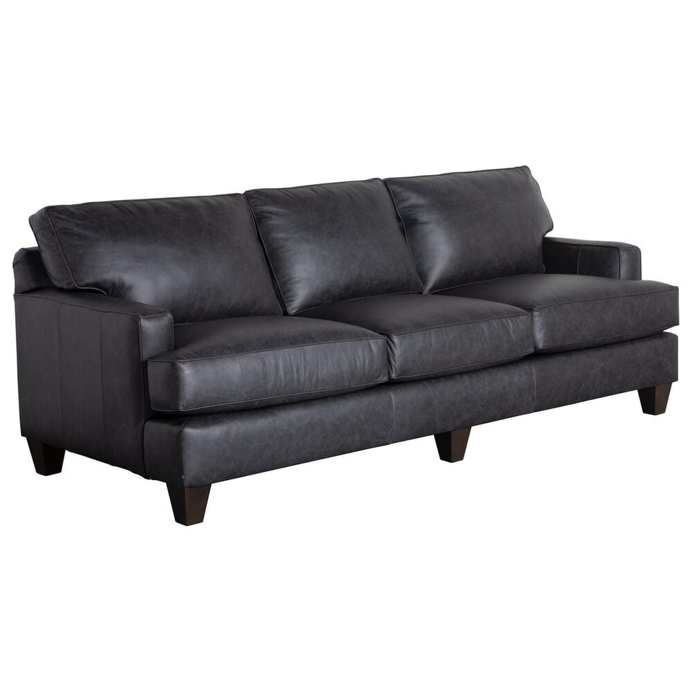 Hickorycraft Leather Stationary Sofa in Dark Gray, , large