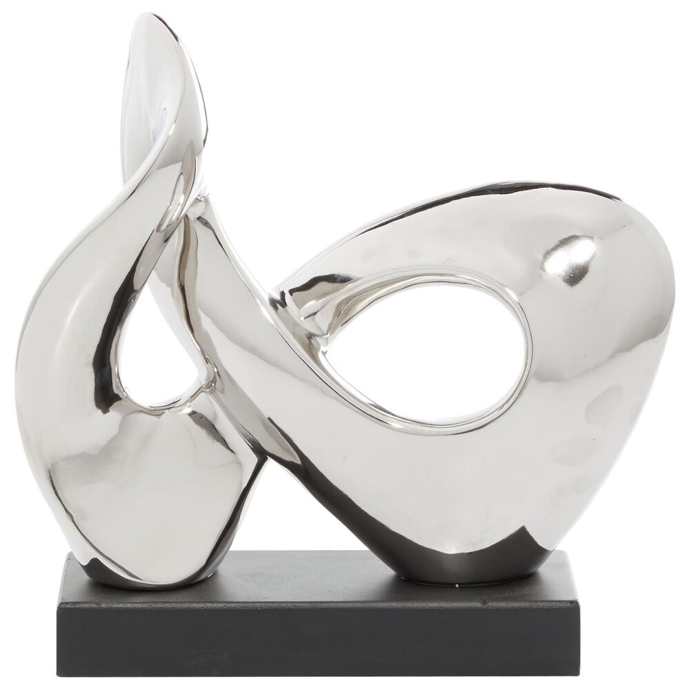 Maple and Jade 12&quot; Abstract Infinity-Shaped Sculpture in Silver and Black, , large