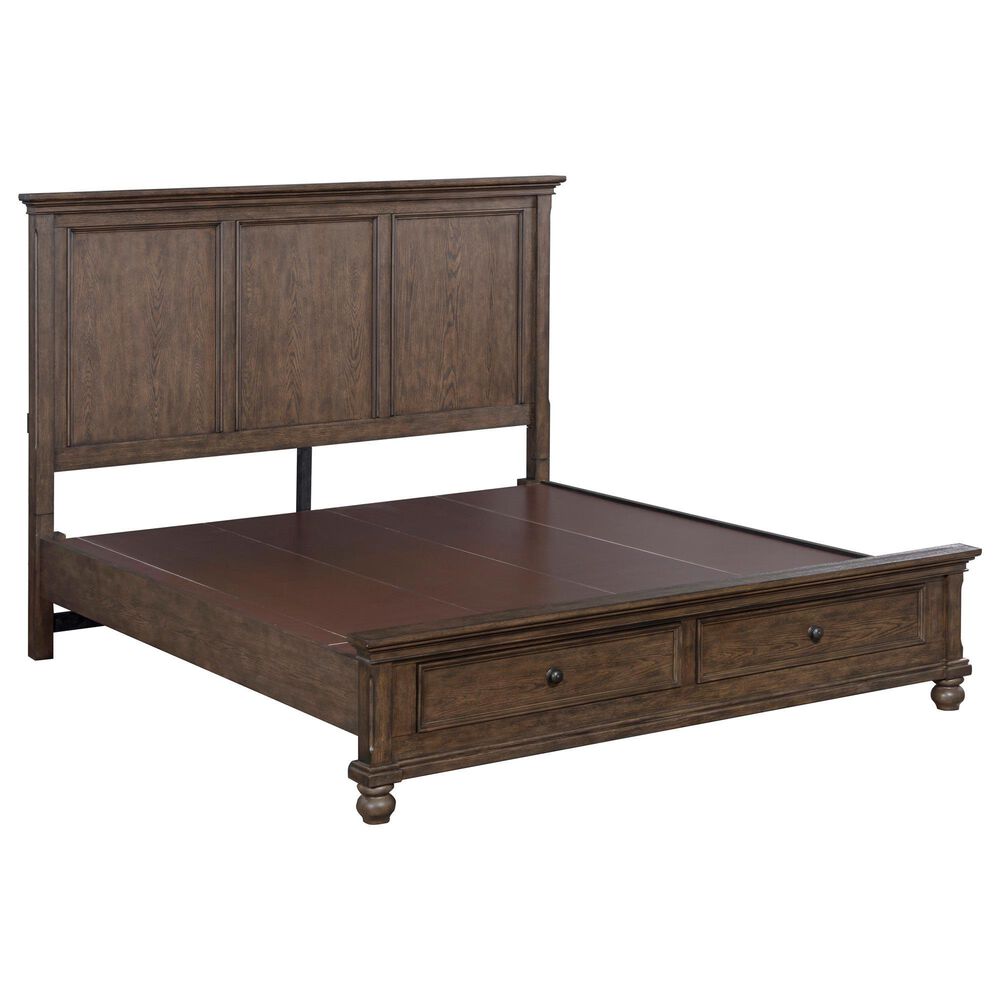 Riva Ridge Oxford Queen Panel Storage Bed with Two Nightstands in Cocoa with USB Ports, , large