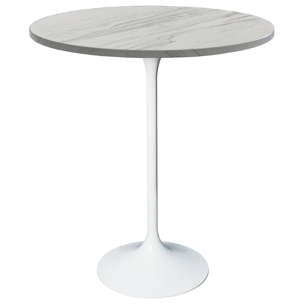 Leisuremod Verve 27" Round Bar Height Dining Table with Resin Top in White - Table Only, , large