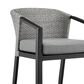 Armen Living Palma Patio Bar Stool with Dark Grey Cushion in Black, , large