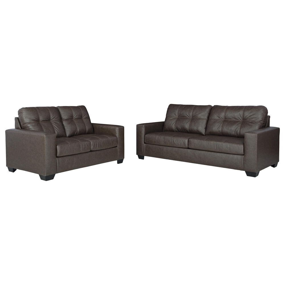 Ashley Barlin Mills Stationary Sofa and Loveseat Set in Umber, , large