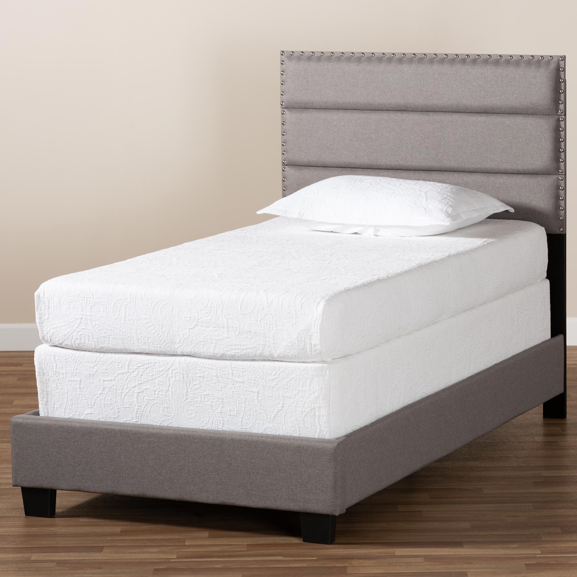 Baxton Studio Ansa Twin Panel Bed with Grey Upholstered in Black