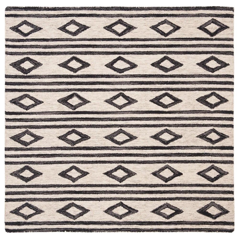 Safavieh Micro-Loop 5" Square Ivory and Charcoal Area Rug, , large