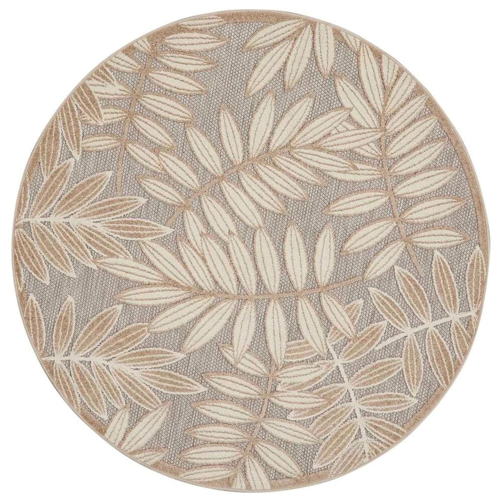 Nourison Aloha Tropical 4" Round Natural Indoor/Outdoor Area Rug, , large