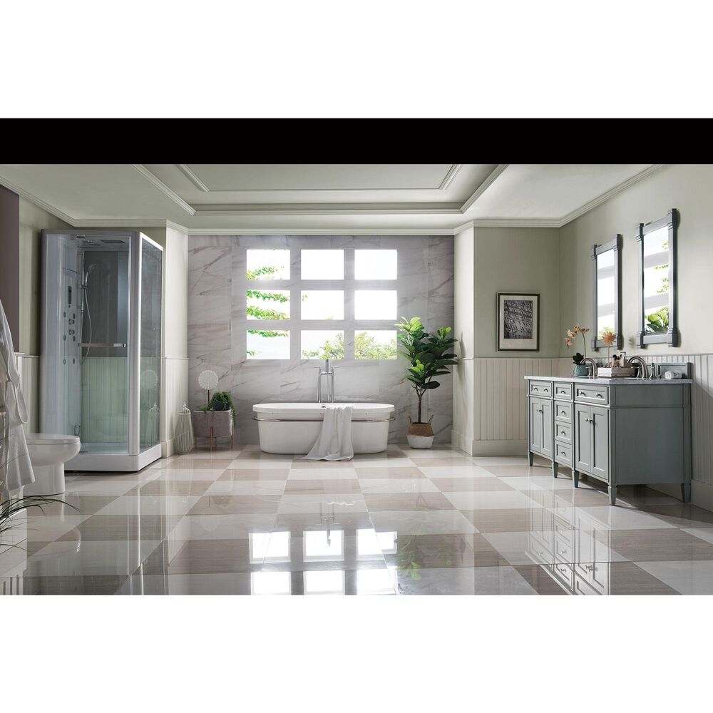 James Martin Vanities Brittany 72&quot; Double Bathroom Vanity in Urban Gray with 3 cm Carrara White Marble Top and Rectangle Sinks, , large