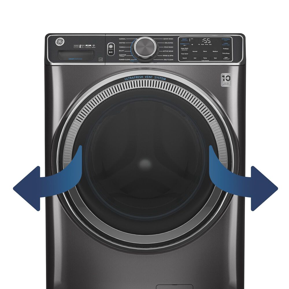 GE Appliances 4.8 Cu. Ft. Front Load Washer and 7.8 Cu. Ft. Electric Dryer Laundry Pair in White, , large