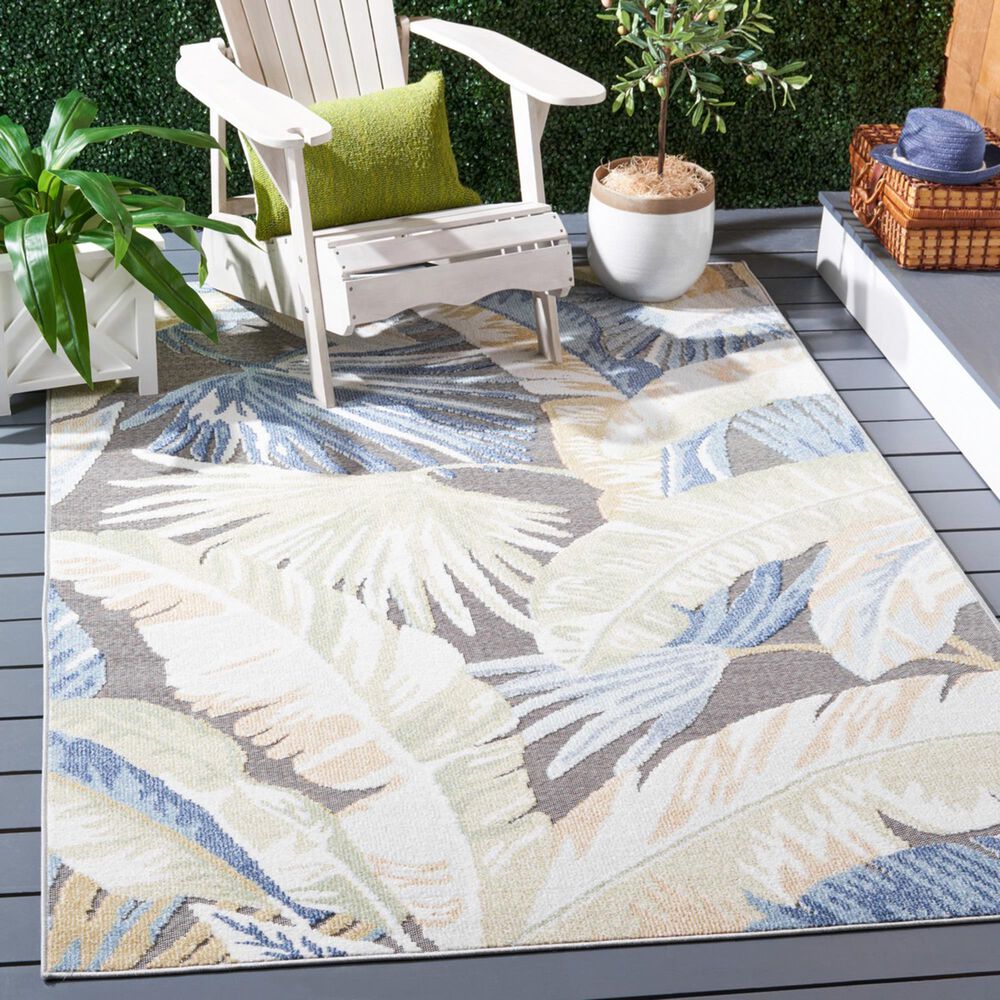Safavieh Sarasota 4&#39;5&quot; x 6&#39;5&quot; Light Green and Navy Indoor/Outdoor Area Rug, , large