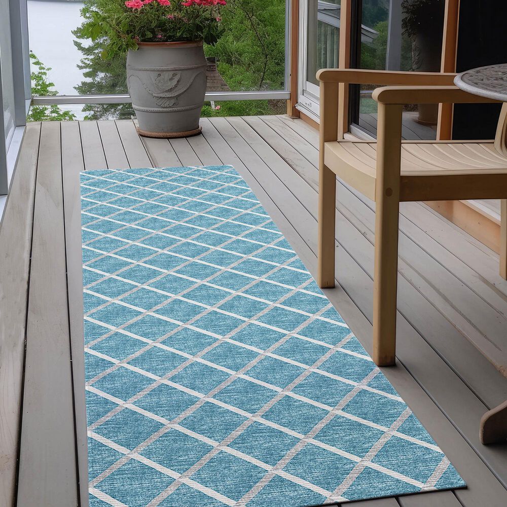 Dalyn Rug Company York 2&#39;3&quot; x 7&#39;6&quot; Sky Blue Indoor/Outdoor Runner, , large