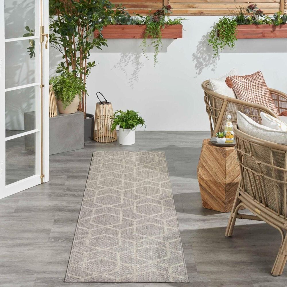 Nourison Horizon HOZ01 Grey 2&#39; x 6&#39; Indoor/Outdoor Runner, , large