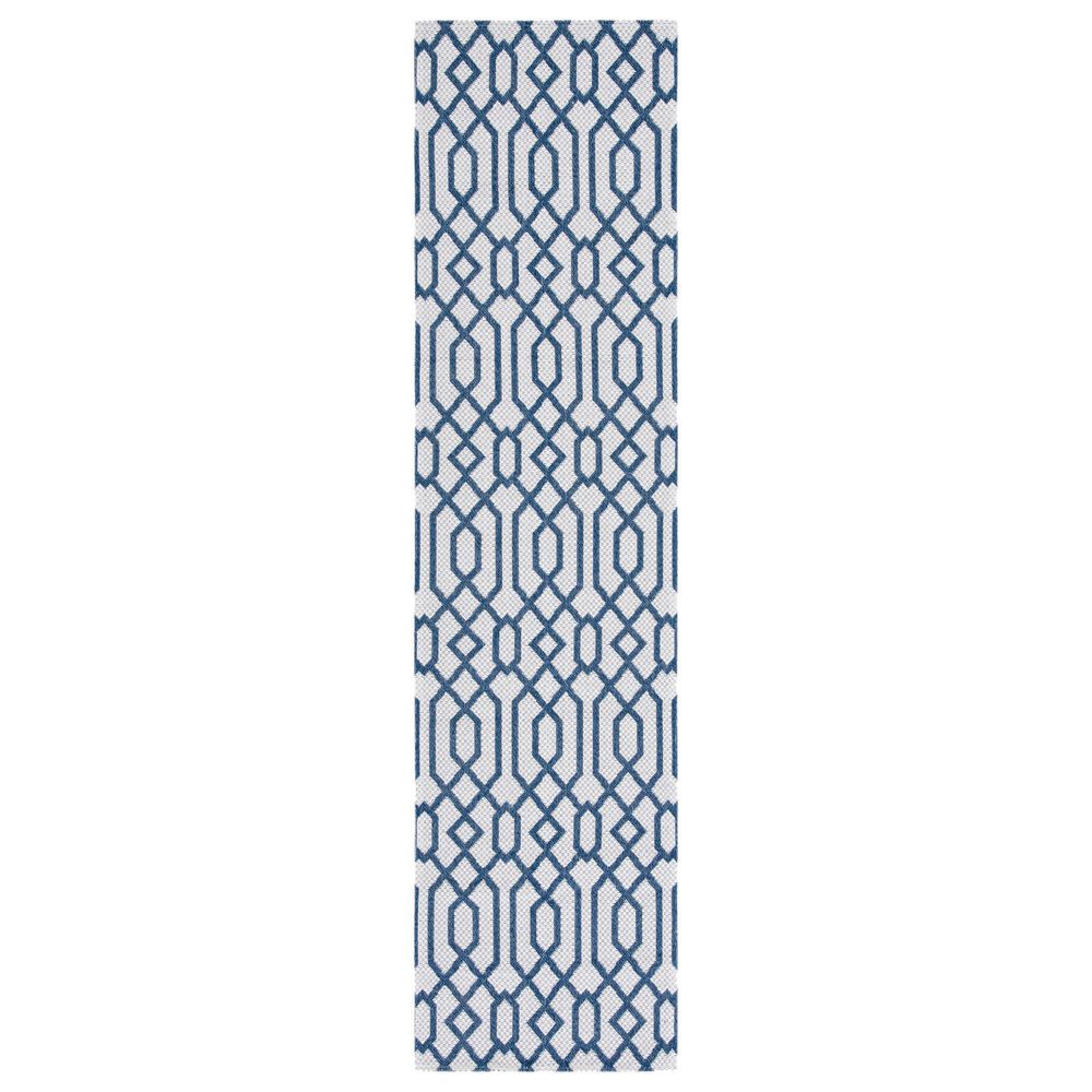 Safavieh Martha Stewart Cotton MSR421M 2" x 8" Blue and Grey Runner, , large