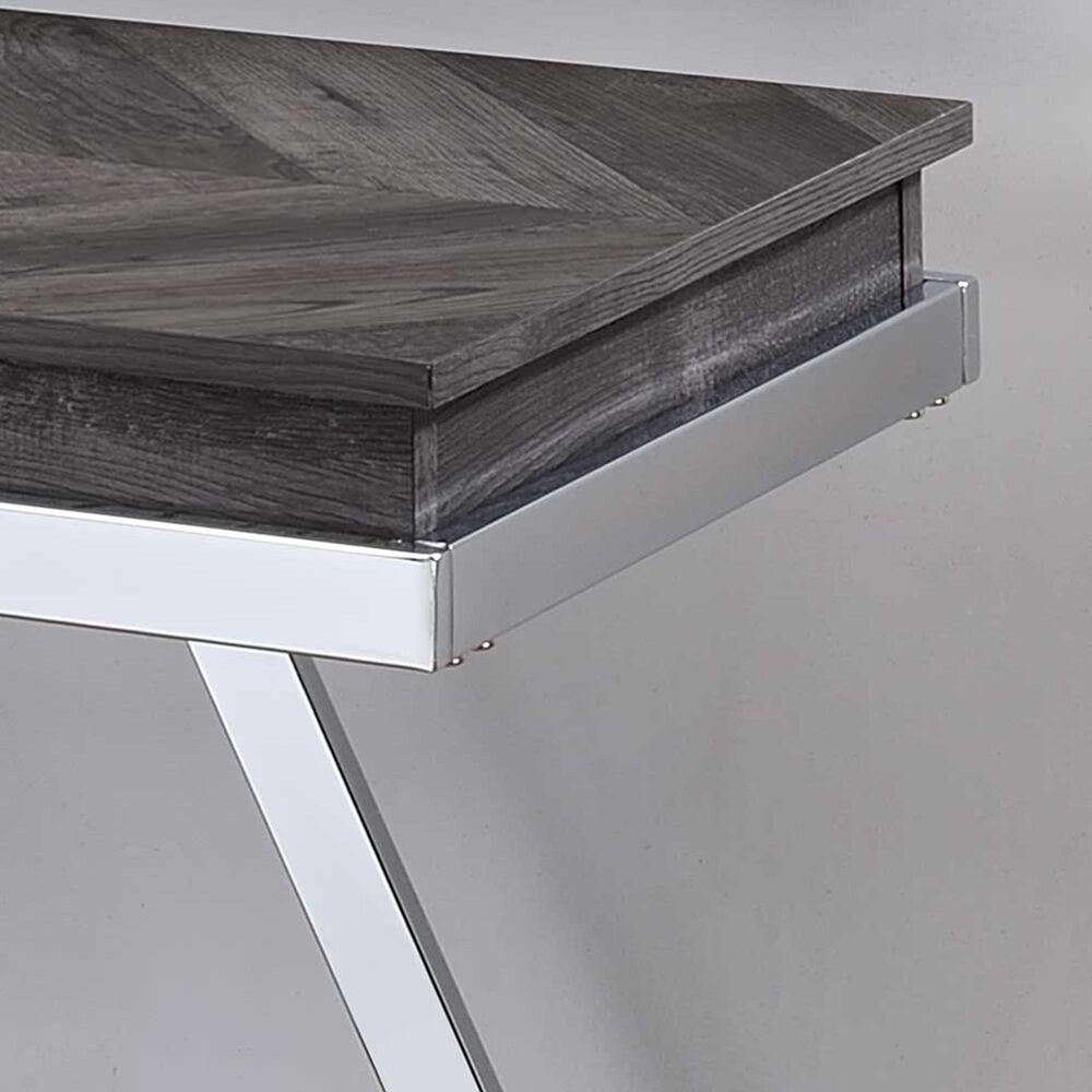 Steve Silver Furniture Roma Sofa Table in Shadow Grey and Chrome, , large