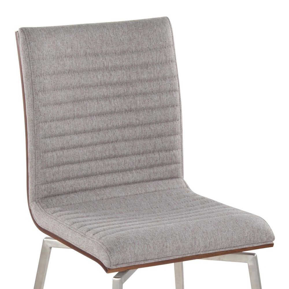 Lumisource Mason Contemporary Dining/accent Chair with Swivel in Stainless Steel, Walnut Wood, and Grey Fabric - Set of 2, , large