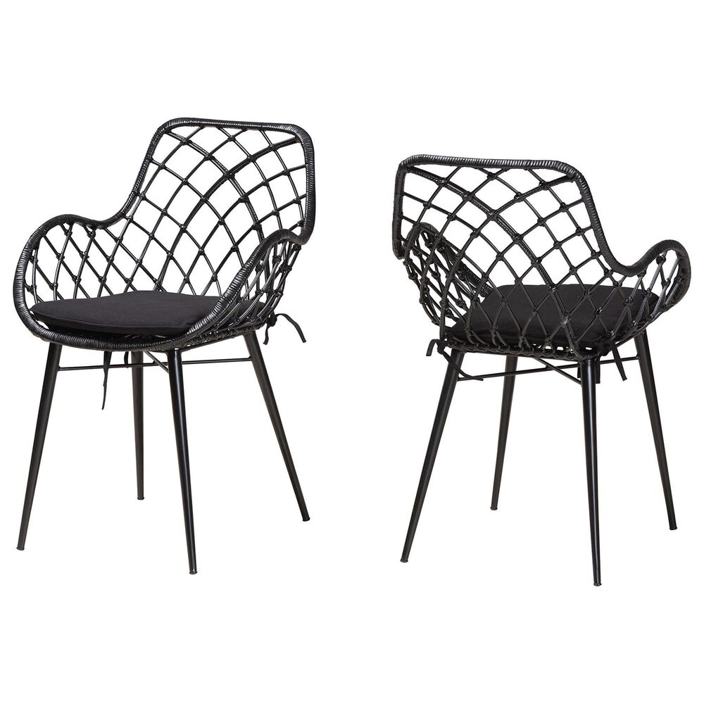 Baxton Studio Ballerina Arm Chair in Black (Set of 2), , large