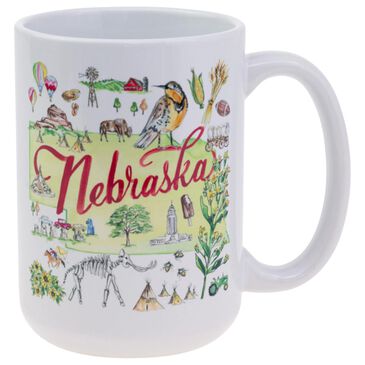 Boston International Nebraska State Mug in White, Red, Green, Yellow and Brown, , large