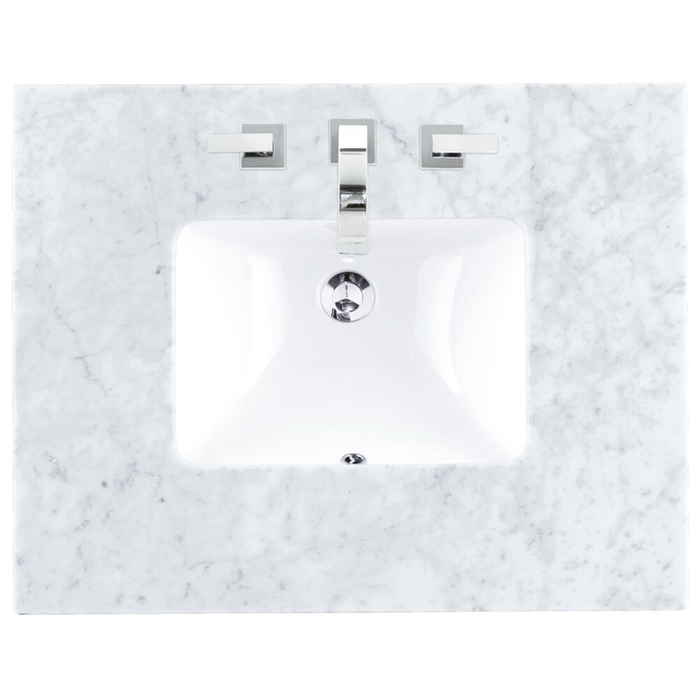 James Martin Vanities Breckenridge 30&quot; Single Bathroom Vanity in Serenity Blue with 3 cm Carrara White Marble Top and Rectangular Sink, , large