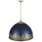 Golden Lighting Alison 8-Light Pendant with Antique Matte Navy Shade in Vintage Gold, , large
