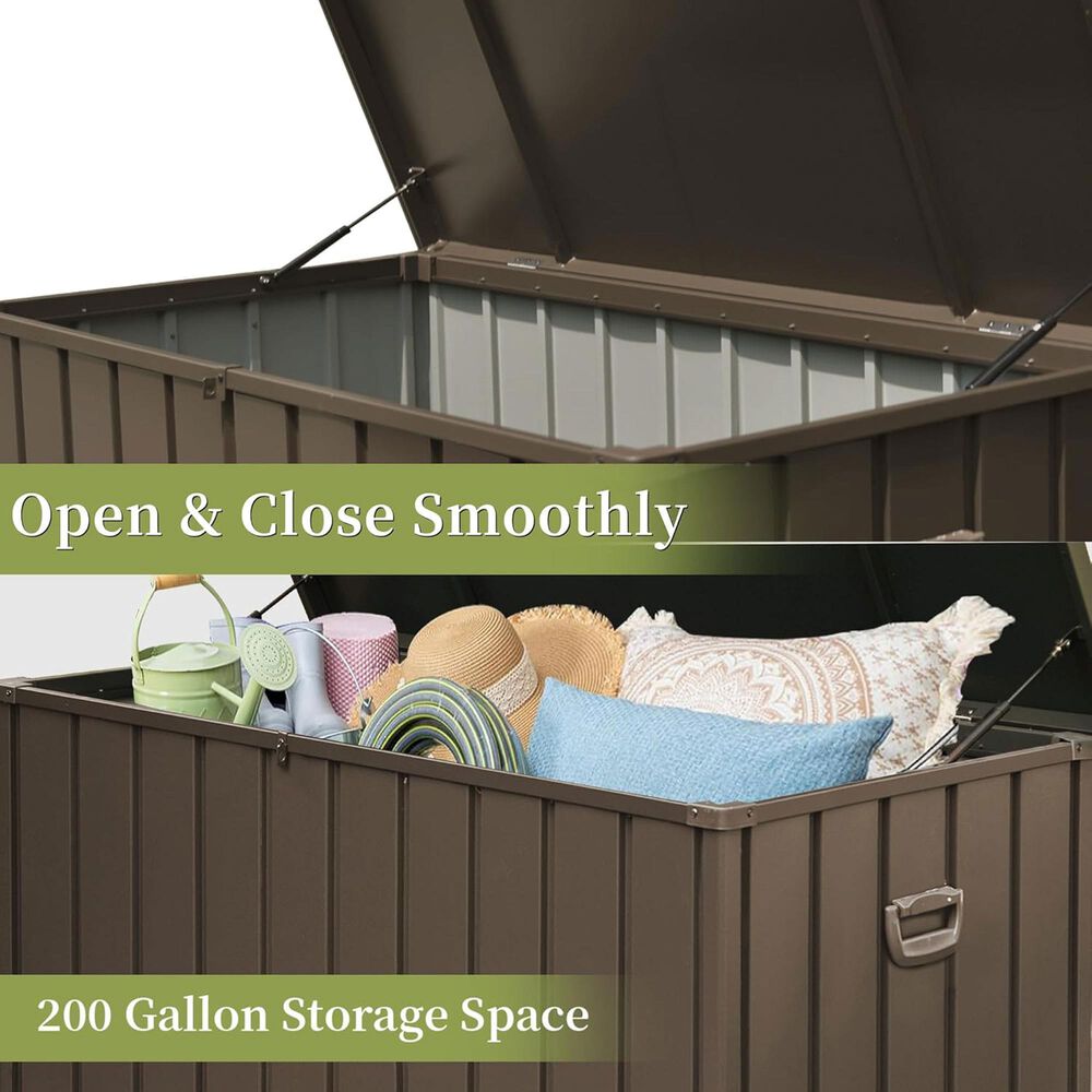 Hearth and Haven 200-Gallon Outdoor Storage Deck Box with Safe Air Rod in Dark Brown, , large