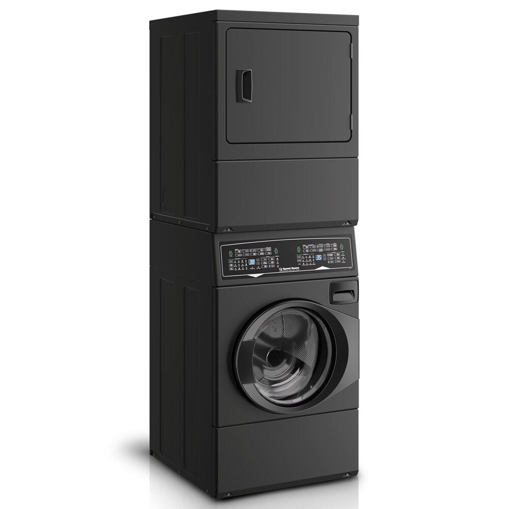 Speed Queen 3.5 Cu. Ft. Washer and 7.0 Cu. Ft. Electric Dryer Stack Laundry in Matte Black, , large