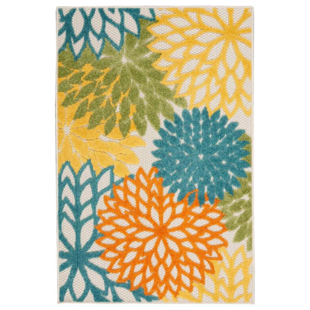 Nourison Aloha 2"8" x 4" Turquoise and Multicolor Indoor/Outdoor Area Rug, , large