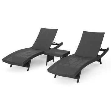Noble House Salem 3-Piece Adjustable Chaise Lounge Set in Grey, , large