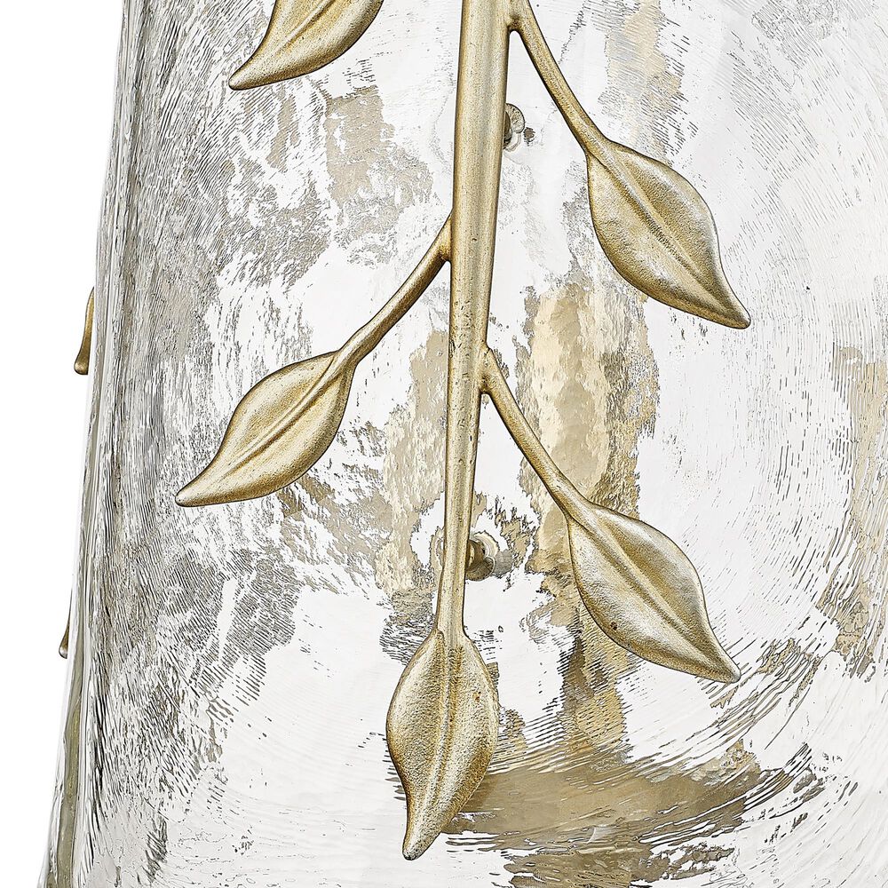 Golden Lighting Calla 3-Light Wide Pendant with Hammered Water Glass Shade in White Gold, , large