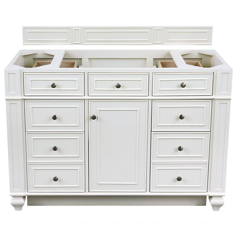 James Martin Vanities Bristol 48&quot; Single Bathroom Vanity in Bright White with Single Hole 3 cm White Zeus Quartz Top and Rectangular Sink, , large