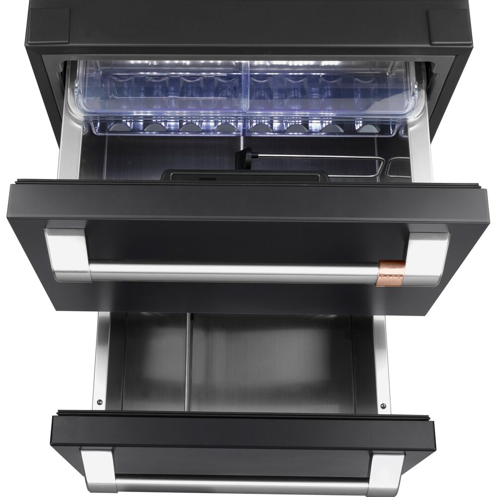 Cafe 5.7 Cu. Ft. Built-In Dual-Drawer Refrigerator in Matte Black and Brushed Stainless Handles, , large