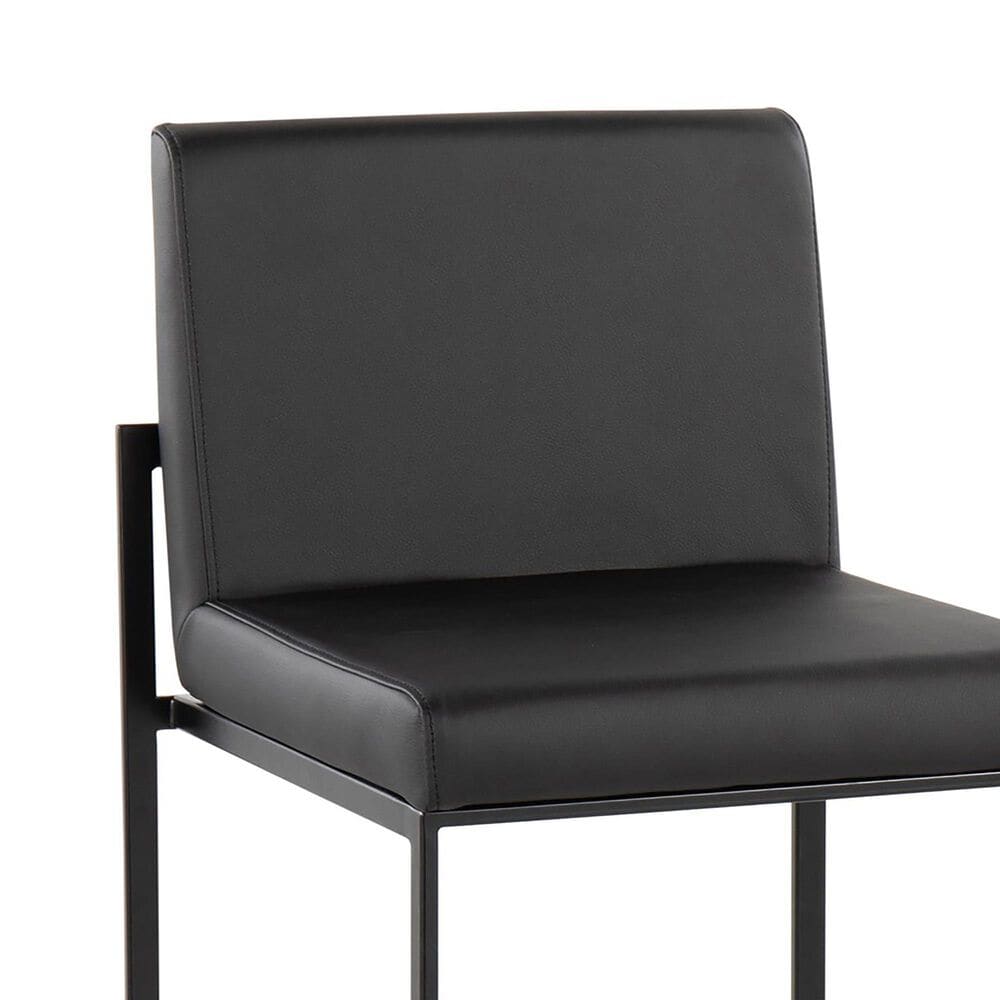 Lumisource Fuji Stackable Counter Stool with Black Faux Leather Cushion in Black &#40;Set of 2&#41;, , large