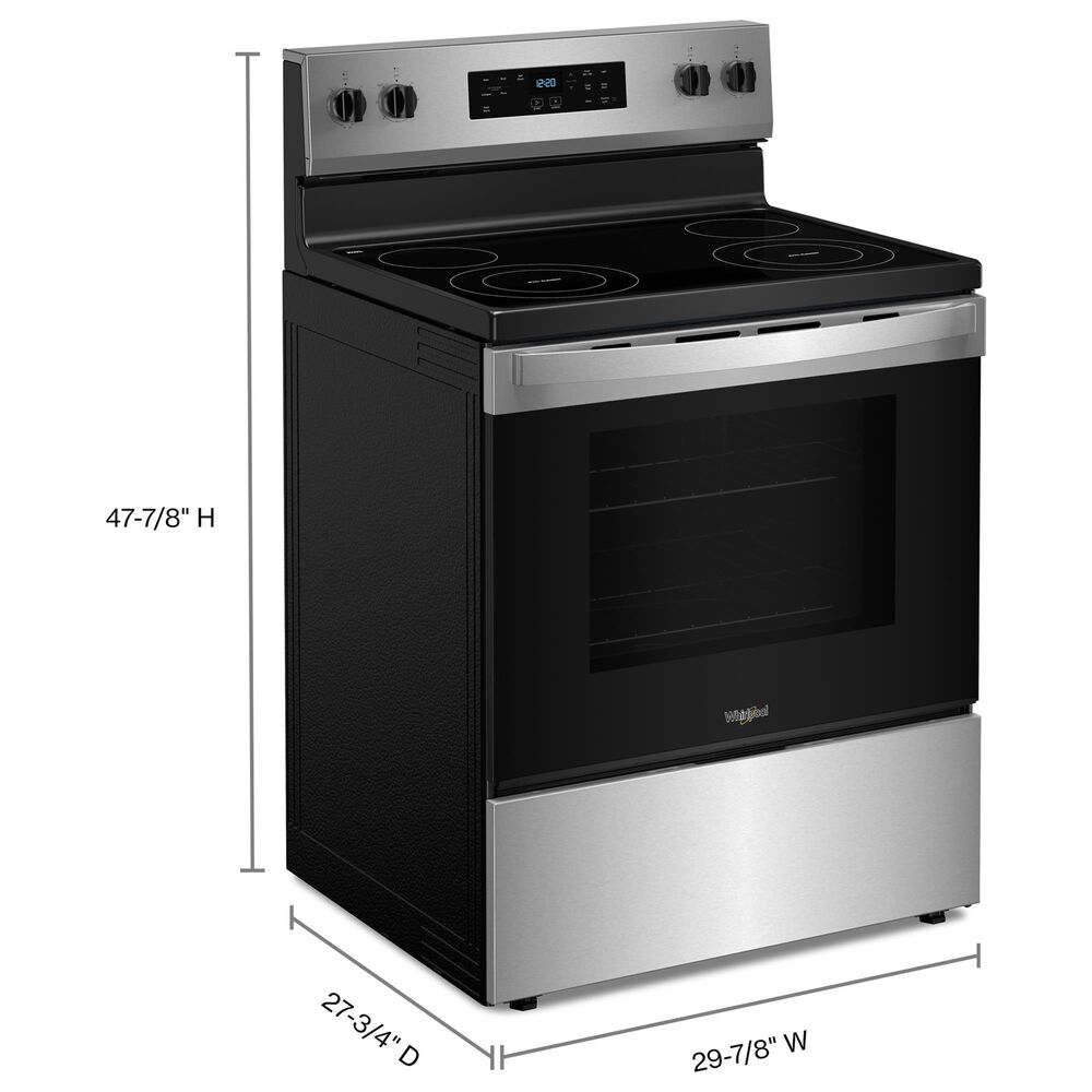 WHIRLPOOL 4-Piece Kitchen Package with 18.25 Cu. Ft. Top-Freezer Refrigerator and 5.3 Cu. Ft. Electric Range in Stainless Steel, , large