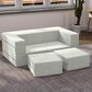 Jaxx Zipline 3-Piece Stationary Convertible Sleeper Loveseat in Ice Velvet, , large