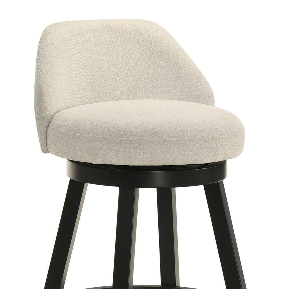 Armen Living Erika Swivel Bar Height Stool with Cream Upholstery in Black, , large